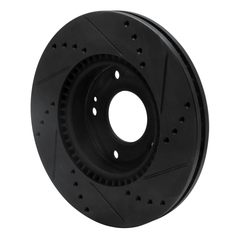 Hyundai Tucson Brake Rotor (1) - Front Left - R1 Concepts - Drilled & Slotted - Black - `03-`13